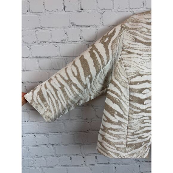 LAFAYETTE 148 NEW YORK beige ivory open front 3/4 sleeve short blazer jacket S - Picture 6 of 7